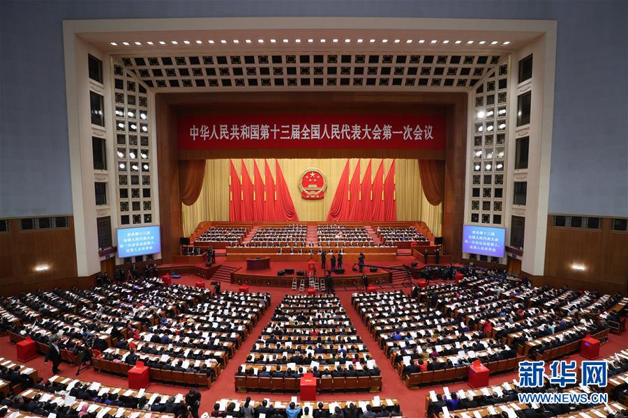 十三屆全國人大一次會議舉行第三次全體會議