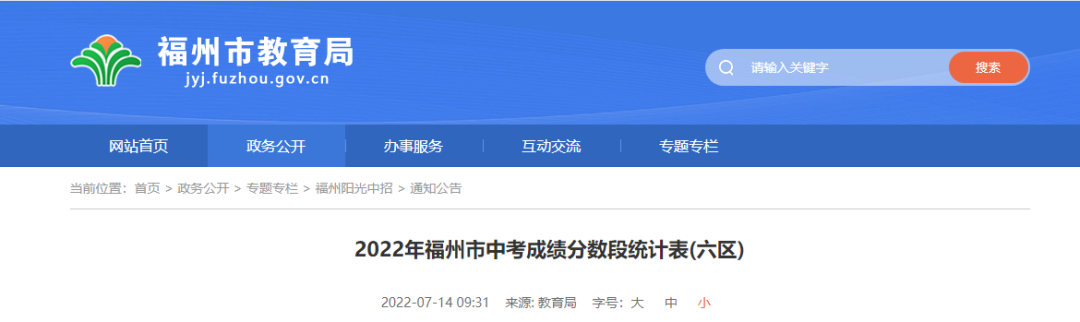2022年福州中考成績分?jǐn)?shù)段統(tǒng)計(jì)表發(fā)布！