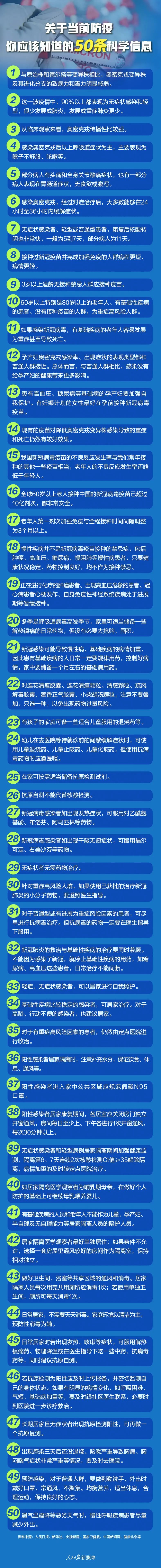 關(guān)于當前防疫，你應(yīng)該知道的50條科學信息