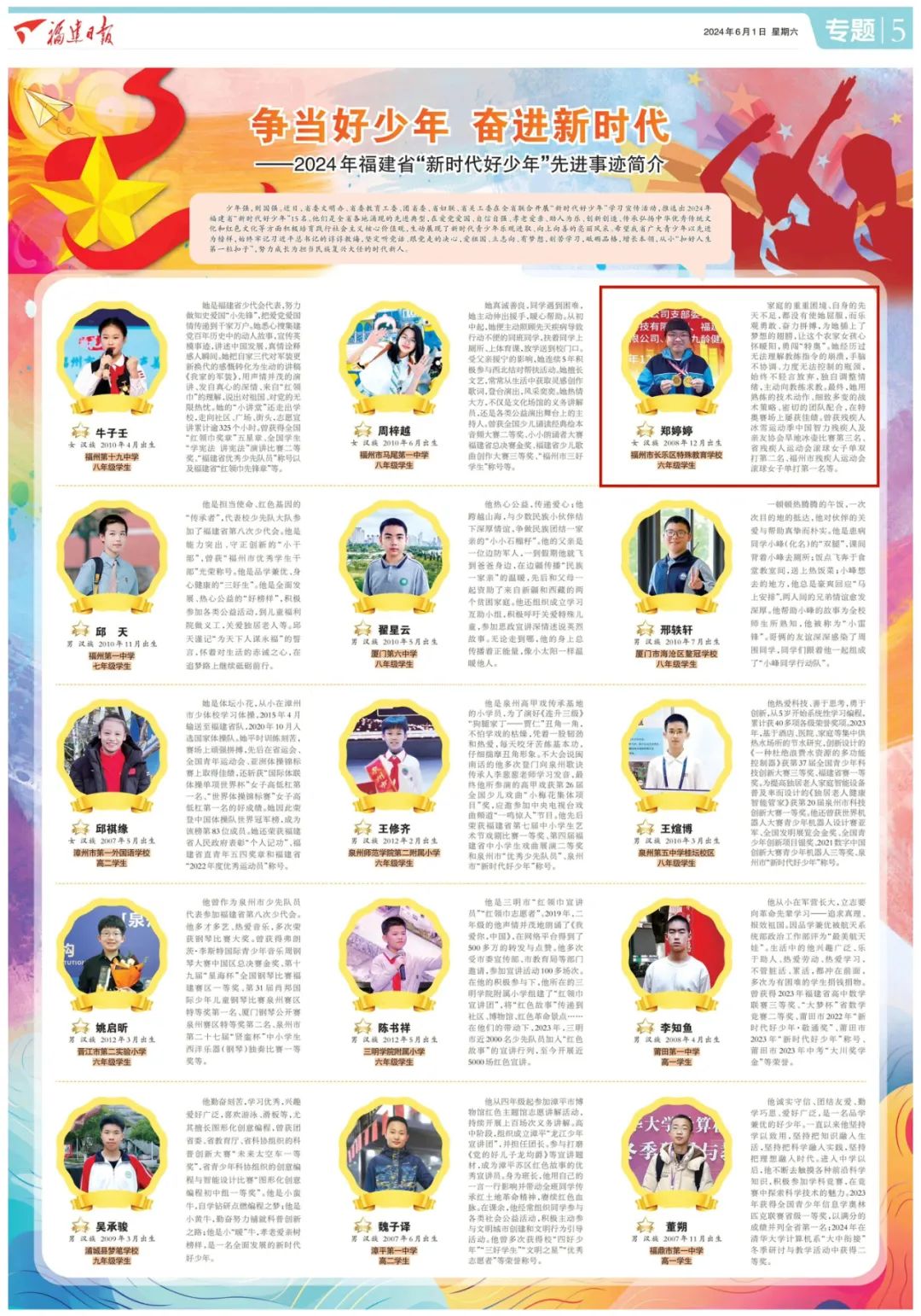長(zhǎng)樂“00后”學(xué)子，獲表彰！