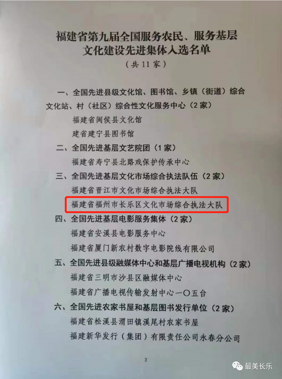 全市唯一！長(zhǎng)樂(lè)一集體獲國(guó)家級(jí)榮譽(yù)