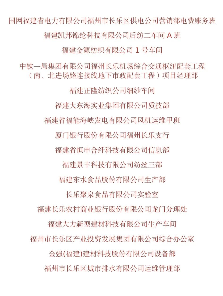 名單公布！祝賀長(zhǎng)樂(lè)這些集體！